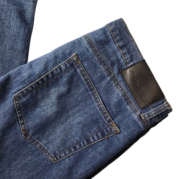 Eddie Bauer Jeans Mens 34x30 Flannel Lined Red Buffalo Plaid Straight Leg - Picture 6 of 8